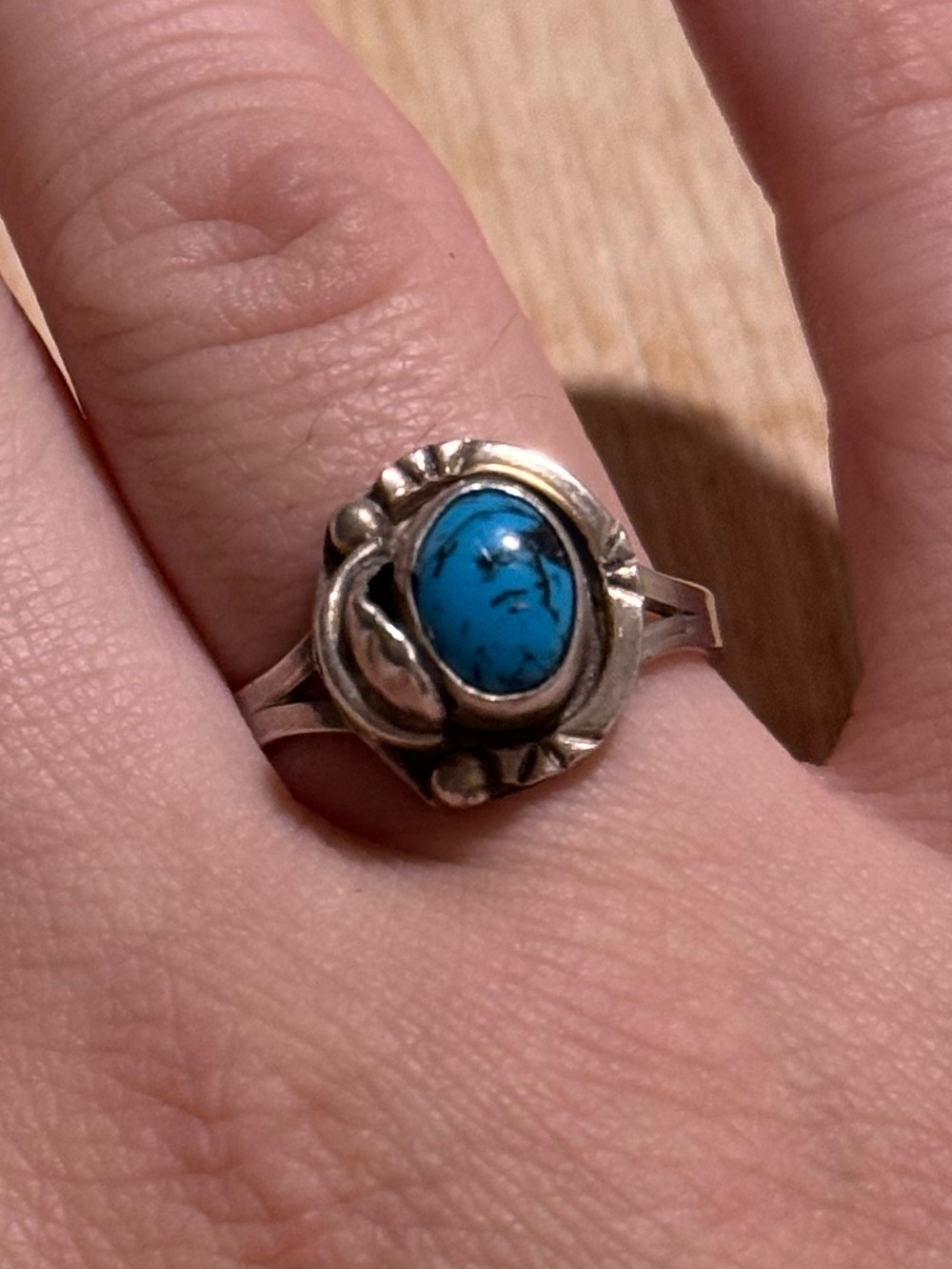 RARE Turquoise Vintage Celestial Silver Ring